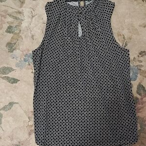 Adrianna Papell Black and White Geometric Blouse